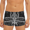 Black And White Mantis Spirit Print Men's Short Boxer Briefs