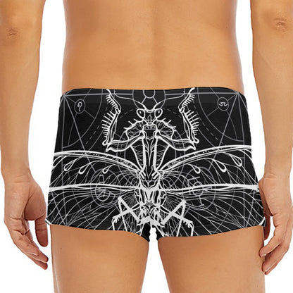 Black And White Mantis Spirit Print Men's Short Boxer Briefs