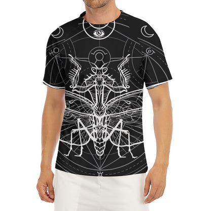 Black And White Mantis Spirit Print Men's Short Sleeve Rash Guard