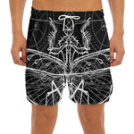 Black And White Mantis Spirit Print Men's Split Running Shorts