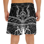 Black And White Mantis Spirit Print Men's Split Running Shorts