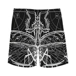 Black And White Mantis Spirit Print Men's Sports Shorts