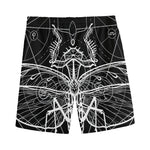Black And White Mantis Spirit Print Men's Sports Shorts