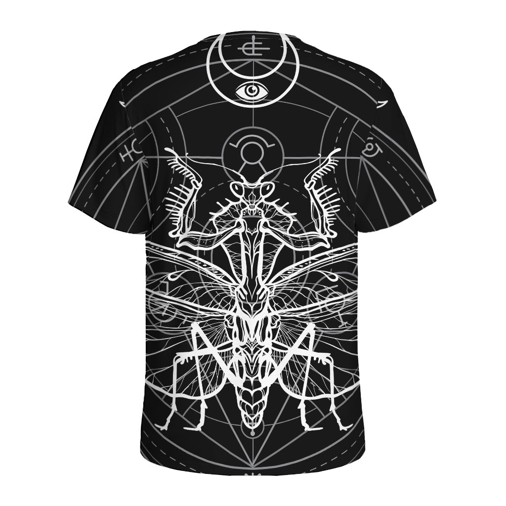Black And White Mantis Spirit Print Men's Sports T-Shirt