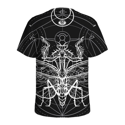 Black And White Mantis Spirit Print Men's Sports T-Shirt