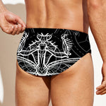 Black And White Mantis Spirit Print Men's Swim Briefs