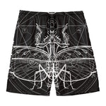 Black And White Mantis Spirit Print Men's Swim Trunks
