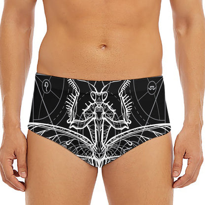 Black And White Mantis Spirit Print Men's Triangle Swim Briefs