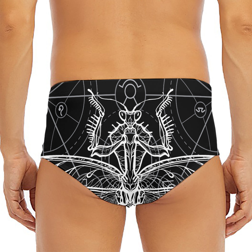 Black And White Mantis Spirit Print Men's Triangle Swim Briefs