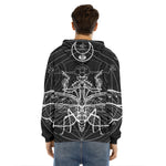 Black And White Mantis Spirit Print Men's Velvet Pullover Hoodie