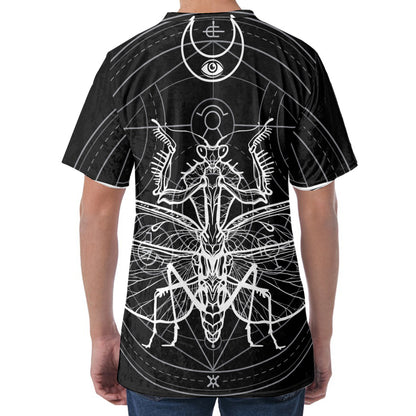 Black And White Mantis Spirit Print Men's Velvet T-Shirt