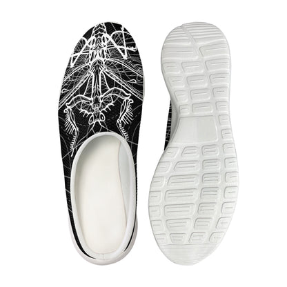 Black And White Mantis Spirit Print Mesh Casual Shoes
