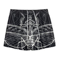 Black And White Mantis Spirit Print Mesh Shorts