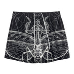 Black And White Mantis Spirit Print Mesh Shorts