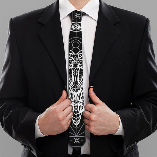 Black And White Mantis Spirit Print Necktie