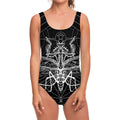 Black And White Mantis Spirit Print One Piece Swimsuit