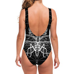Black And White Mantis Spirit Print One Piece Swimsuit