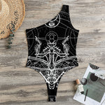 Black And White Mantis Spirit Print One Shoulder Bodysuit