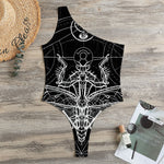 Black And White Mantis Spirit Print One Shoulder Bodysuit