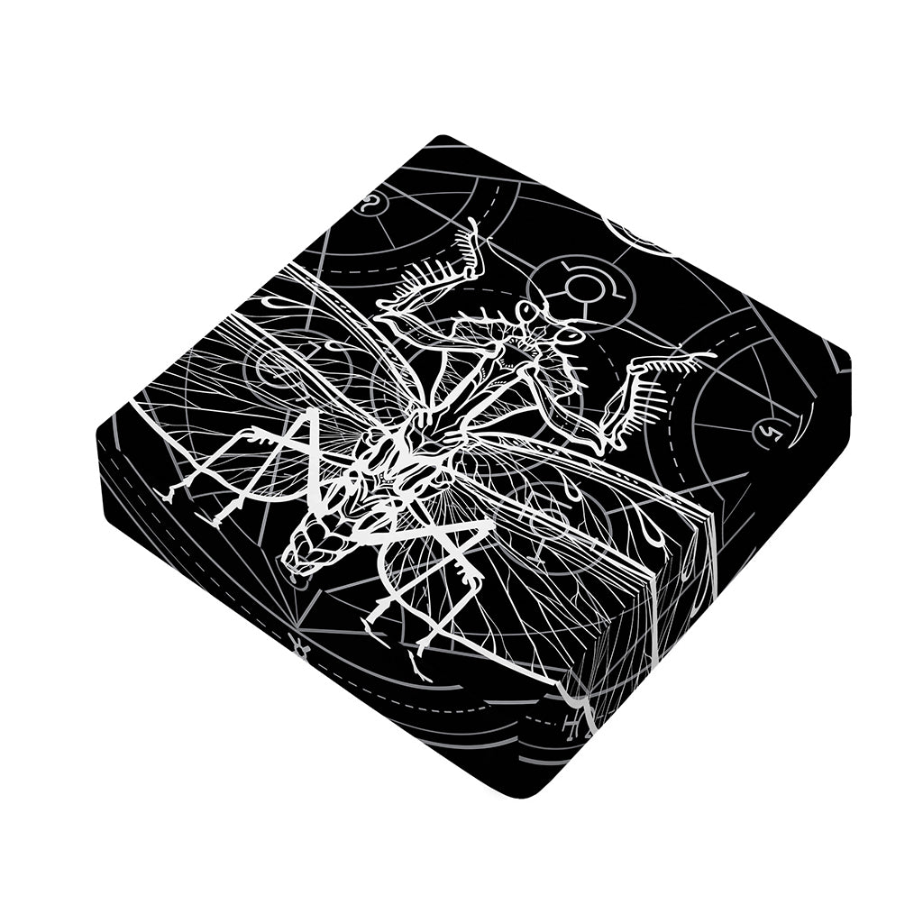 Black And White Mantis Spirit Print Outdoor Seat Cushion Cover
