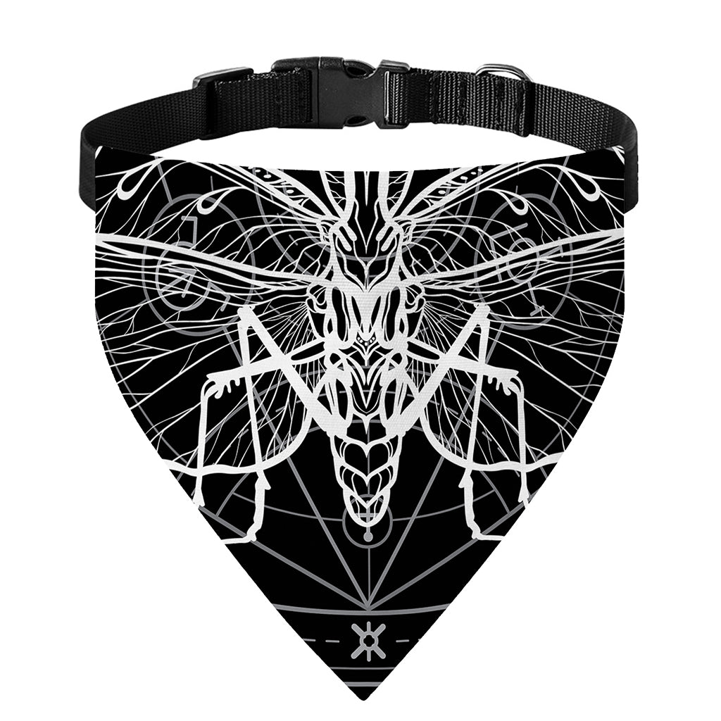 Black And White Mantis Spirit Print Over The Collar Dog Bandana