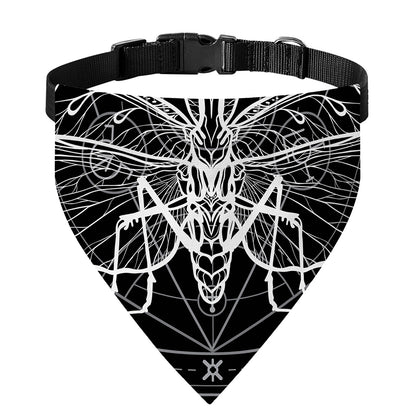 Black And White Mantis Spirit Print Over The Collar Dog Bandana
