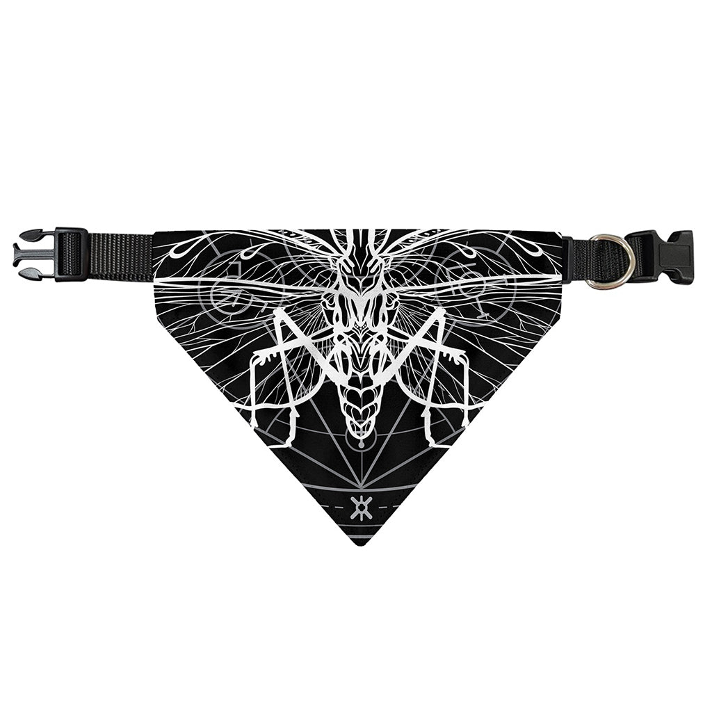 Black And White Mantis Spirit Print Over The Collar Dog Bandana