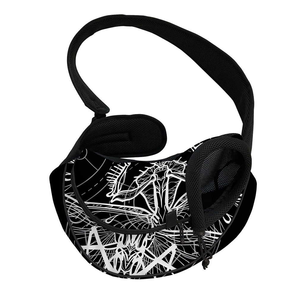 Black And White Mantis Spirit Print Pet Sling Carrier
