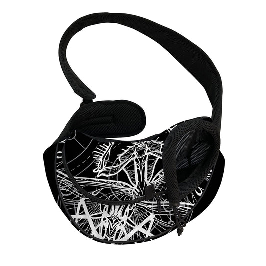 Black And White Mantis Spirit Print Pet Sling Carrier