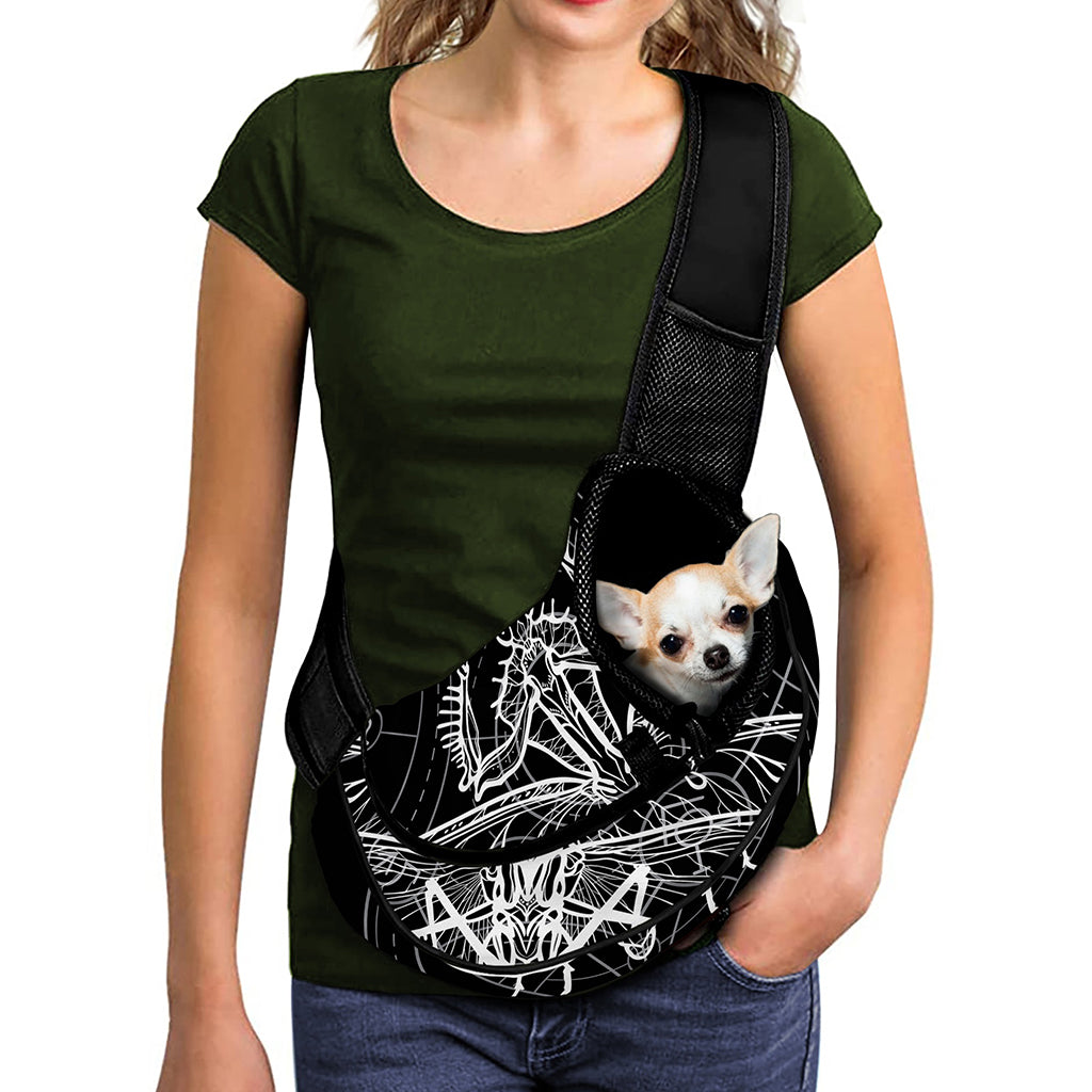 Black And White Mantis Spirit Print Pet Sling Carrier