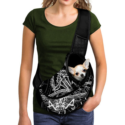 Black And White Mantis Spirit Print Pet Sling Carrier