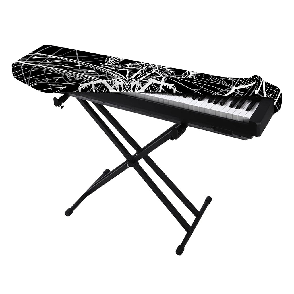 Black And White Mantis Spirit Print Piano Keyboard Cover