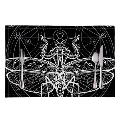 Black And White Mantis Spirit Print Placemat