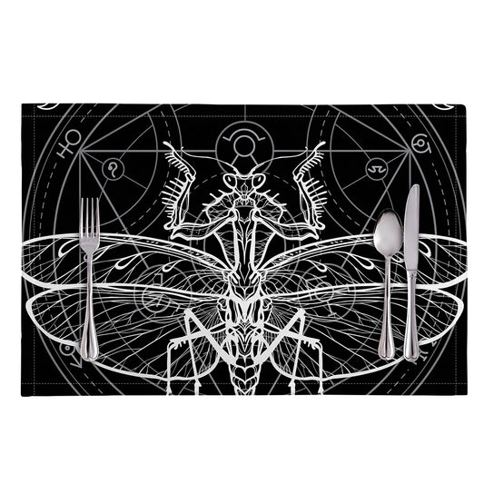 Black And White Mantis Spirit Print Placemat