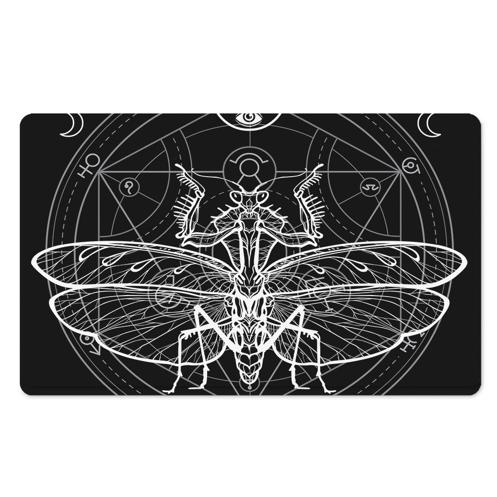 Black And White Mantis Spirit Print Polyester Doormat