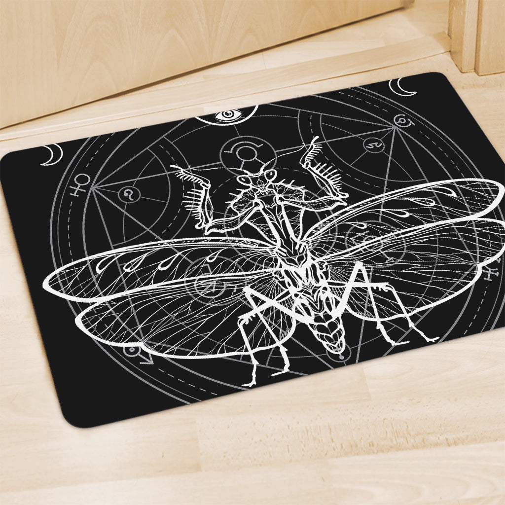 Black And White Mantis Spirit Print Polyester Doormat
