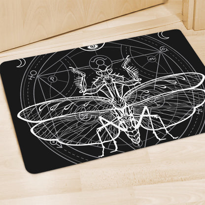 Black And White Mantis Spirit Print Polyester Doormat