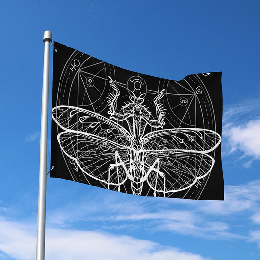 Black And White Mantis Spirit Print Polyester Flag