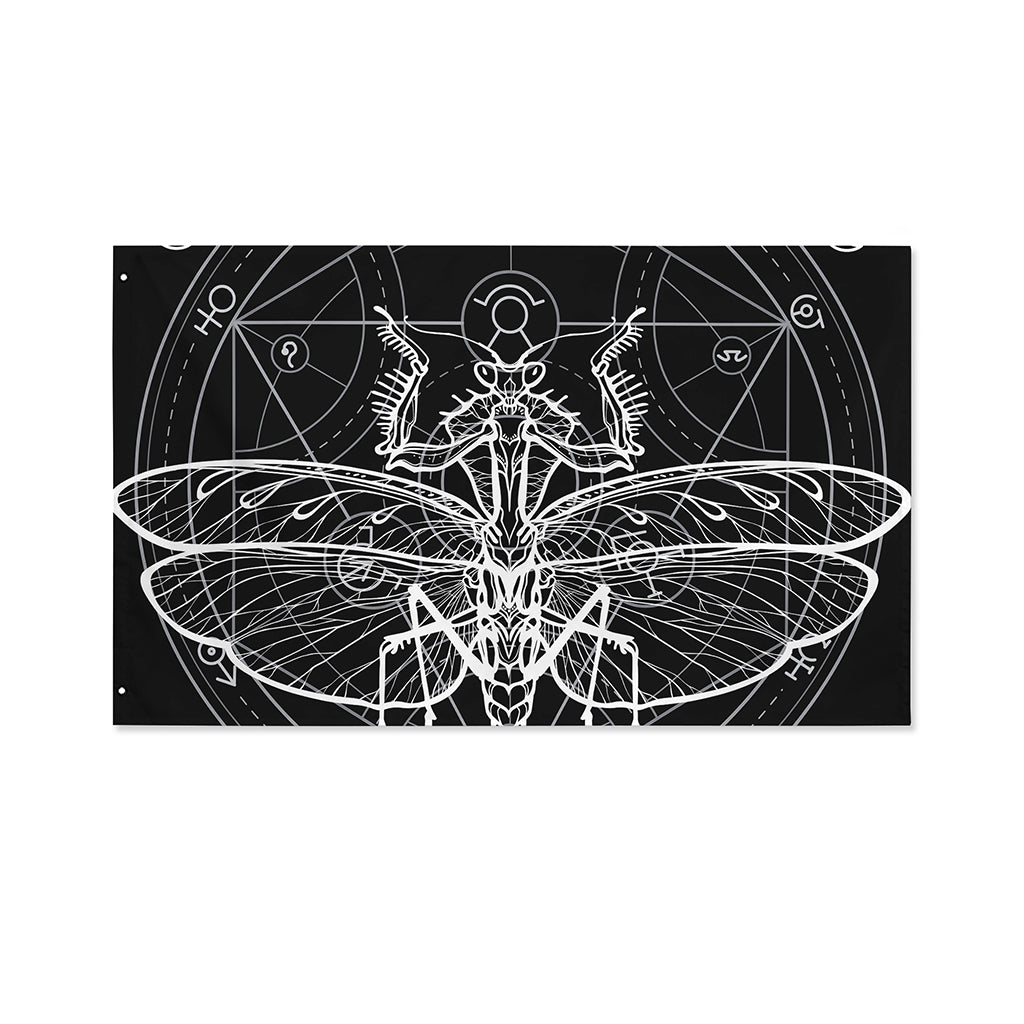 Black And White Mantis Spirit Print Polyester Flag