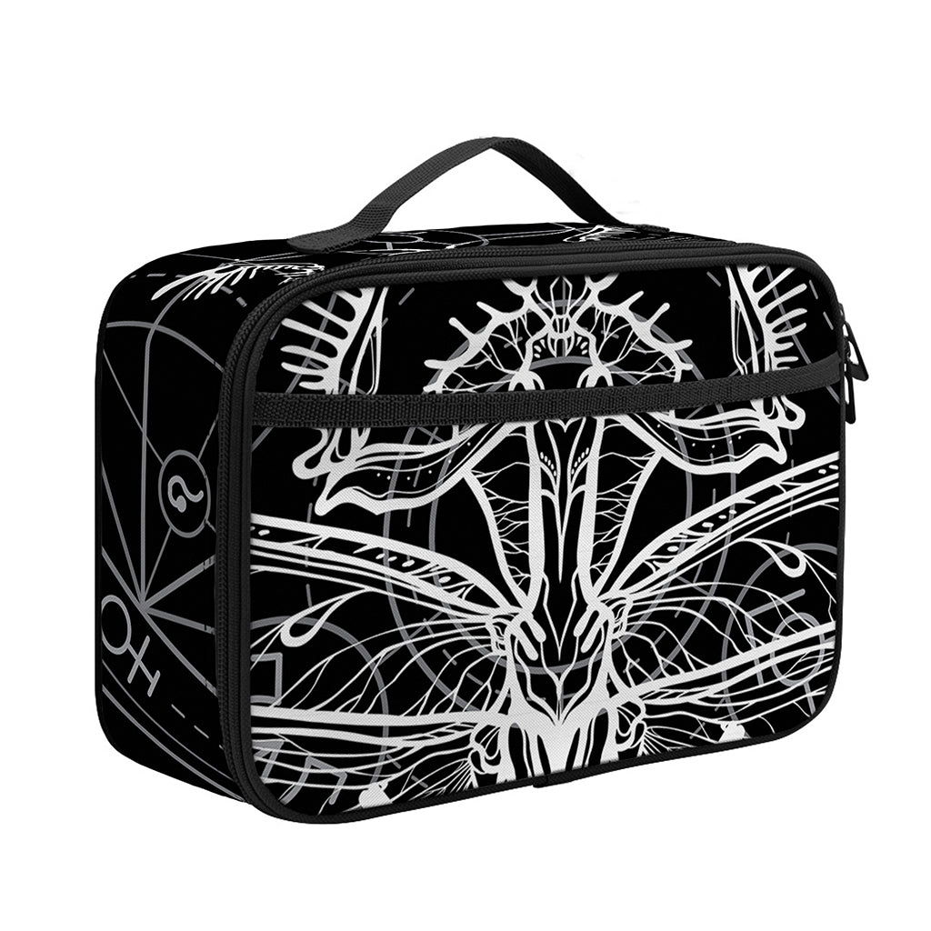 Black And White Mantis Spirit Print Portable Lunch Bag