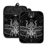 Black And White Mantis Spirit Print Pot Holders With Pocket