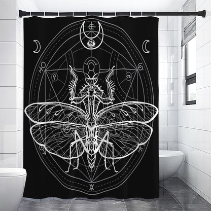 Black And White Mantis Spirit Print Premium Shower Curtain