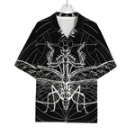 Black And White Mantis Spirit Print Rayon Hawaiian Shirt