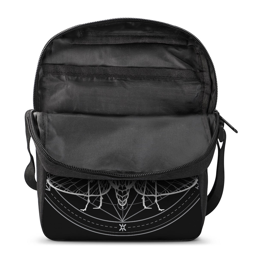 Black And White Mantis Spirit Print Rectangular Crossbody Bag