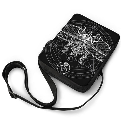 Black And White Mantis Spirit Print Rectangular Crossbody Bag