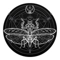 Black And White Mantis Spirit Print Round Blanket