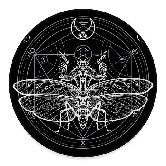 Black And White Mantis Spirit Print Round Floor Mat