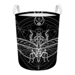 Black And White Mantis Spirit Print Round Laundry Basket