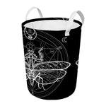 Black And White Mantis Spirit Print Round Laundry Basket