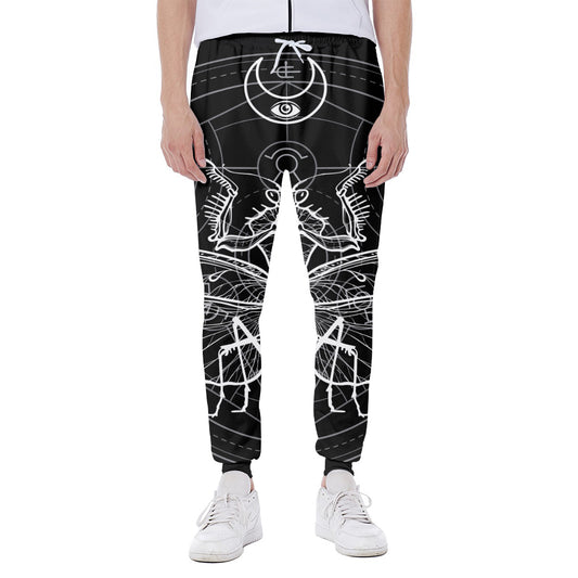 Black And White Mantis Spirit Print Scuba Joggers
